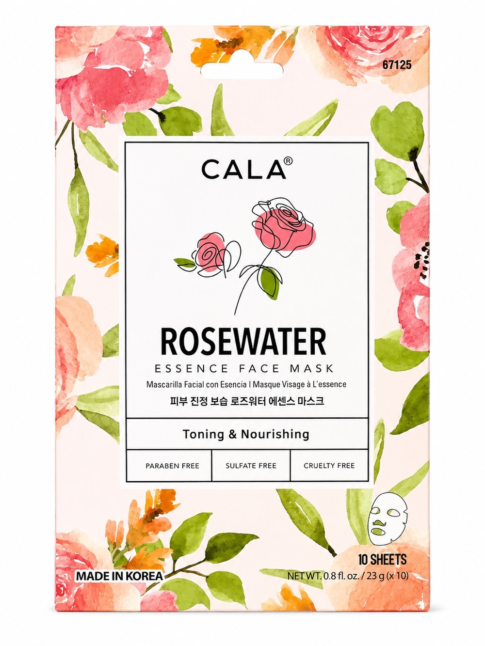 Rosewater Essence Face Mask - Pink - 10 Sheets